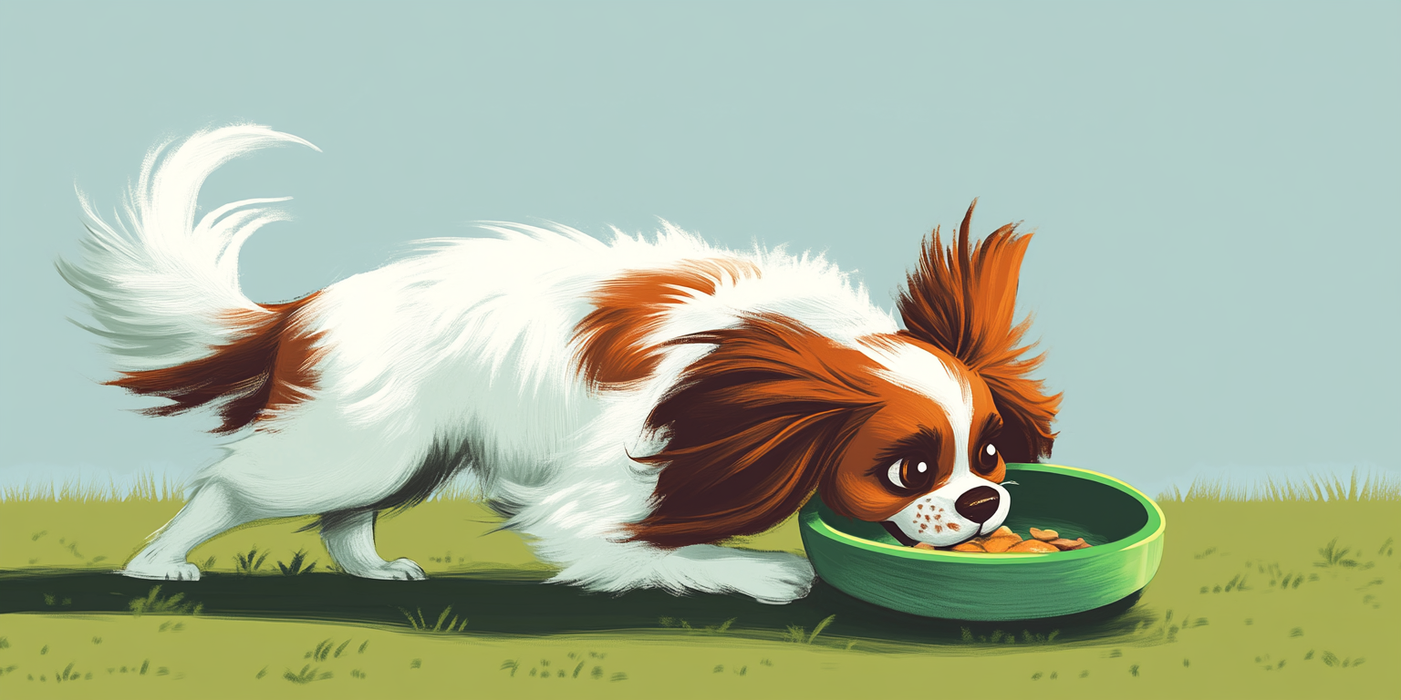 Hund frisst aus Napf